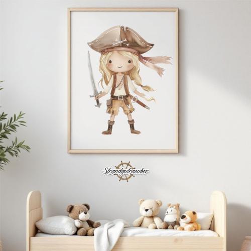 Buegelbild Piratenmädchen blond